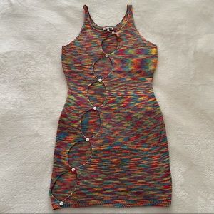 Multicolour Cutout Mini Dress Size Large NWT